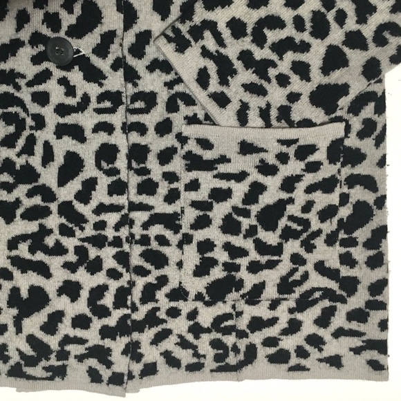 NATION LTD Kelly Blazer Leopard Cardigan Sweater Knit Jacket Wool Black Brown M - Picture 8 of 16